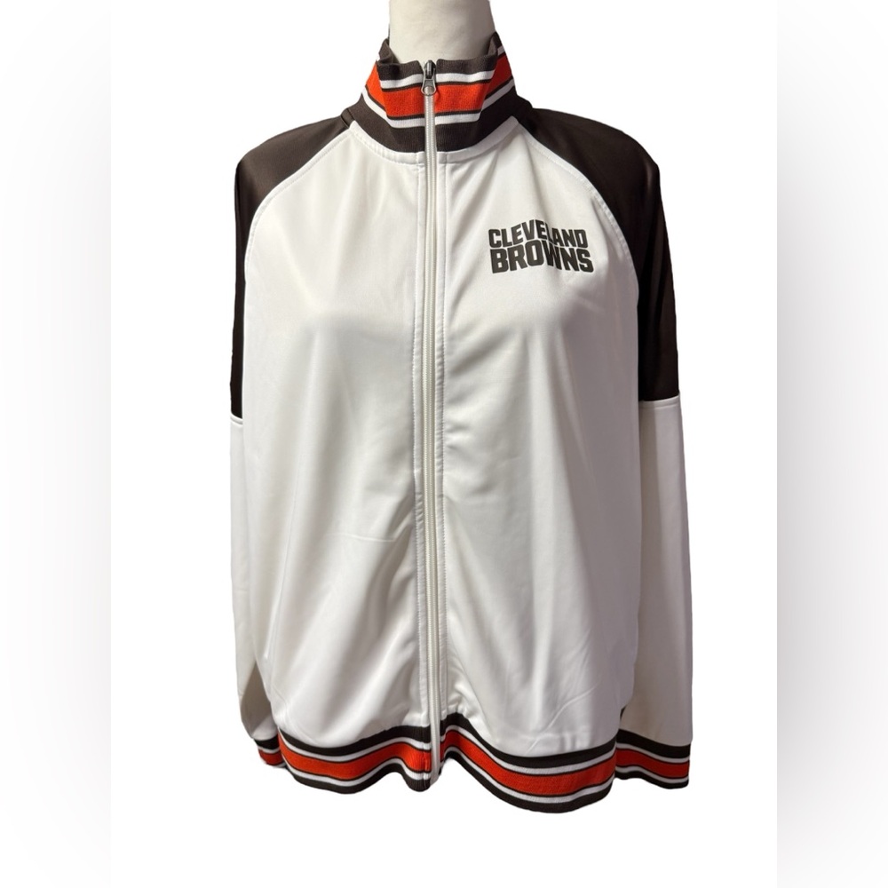 NFL Team Apparel Cleveland Browns Rhinestone Track Jacket full zip women’s sz XL